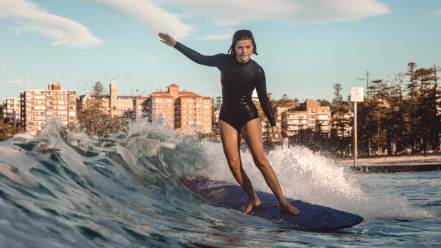 Lucy Small surfing at Manly last year.