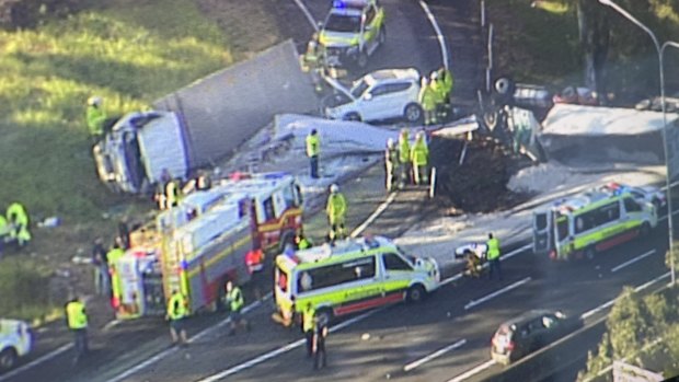 Paramedics were called to the crash on the Gympie Arterial Road at Carseldine about 7am.