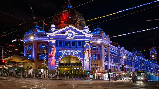 Taylor Swift’s image will be projected onto Flinders Street Station throughout the weekend.