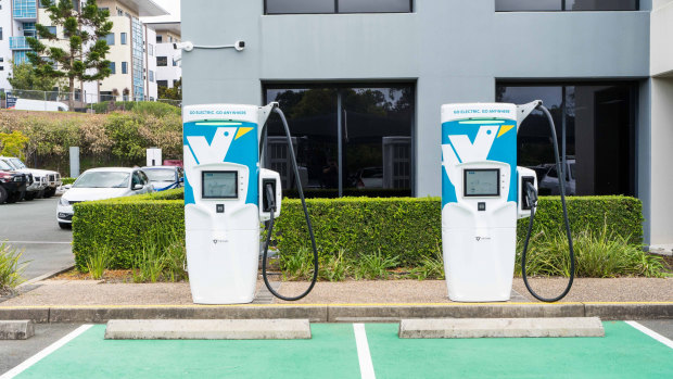 Tritium charging stations at an Evie Networks site. 