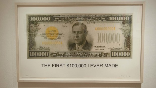 "The First $100,00 I Ever Made", a 2012 lithograph by John Baldessari.