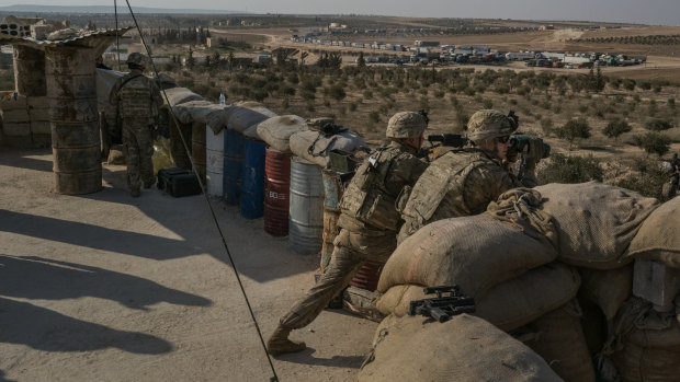 United States Special Forces near the northern Syrian city of Manbij in February. 
