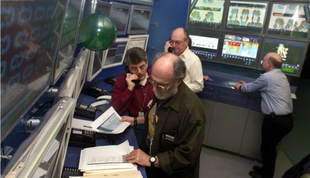 Workers at the New York Stock Exchange Market Operations as they monitored the NYSE Trading Floor Operations Center on the morning of January 1, 2000.  