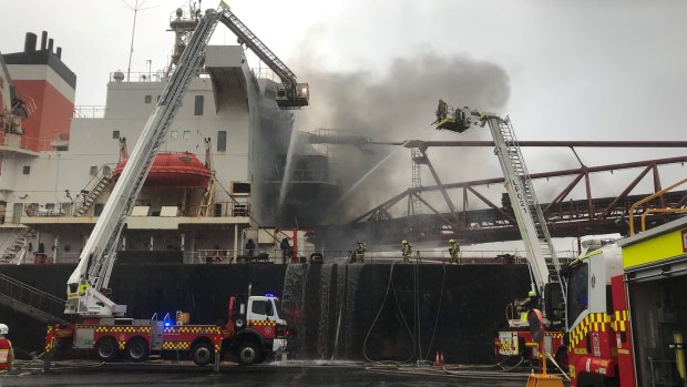Fire and Rescue NSW Superintendent Norm Buckley said no crews would be going inside the ships hold to fight the fire.