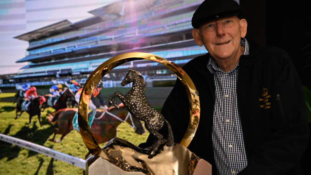 Nature Strip’s part-owner Jack Van Duuren with The Everest trophy.