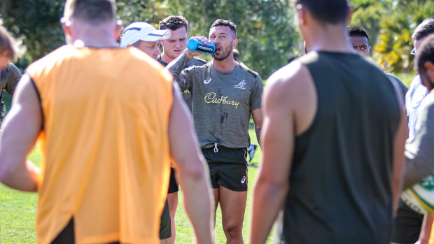 Quade Cooper back in the swing at Wallabies training.