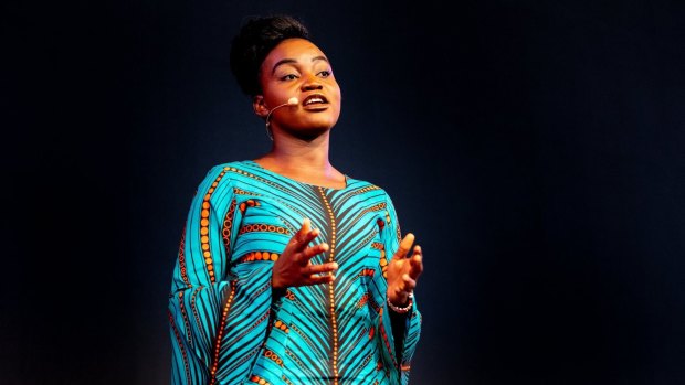 Prudence Melom speaking at TEDx Brisbane in December 2018.