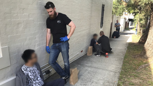 Australian Border Force (ABF) officers and NSW Police  during a drugs intercept.