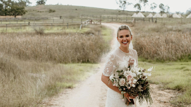 Bartholomew beamed as she tied the knot on the farm she and Varcoe purchased two years ago.