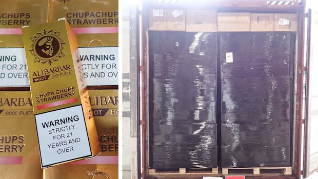 Alibarbar vapes seized by the Australian Border Force in July 2025.