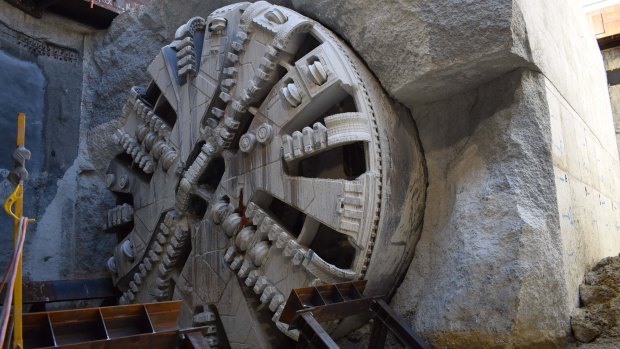 A tunnel boring machine on the Perth airport link project.