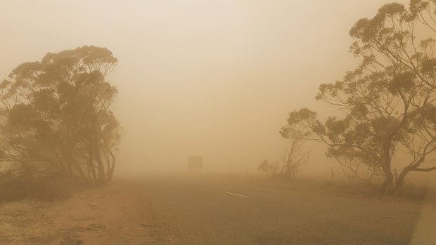 A dust storm in Carnamah, in WA's Mid West.