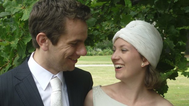 Dr Simon Sleight and Hayley Maher at their wedding garden party in 2011. 