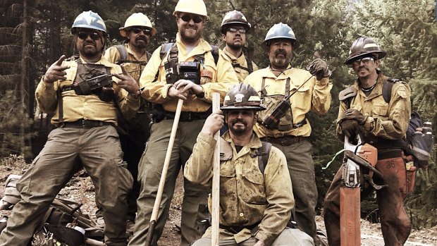 RFS fire fighter Daniel Barwick, third from left, with colleagues in Washington state.