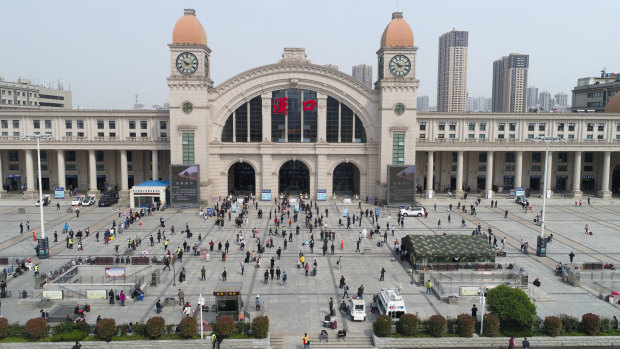 Hankou railway station in Wuhan on Wednesday.