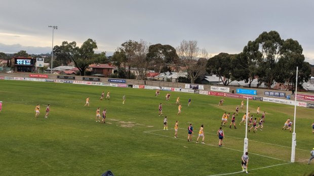 Taking the lead: Coburg and Werribee trial the proposed AFL rule changes in VFL on Saturday. 