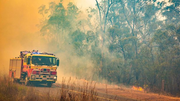 Firefighters work to control a bushfire in Deepwater, central Queensland, on November 30.