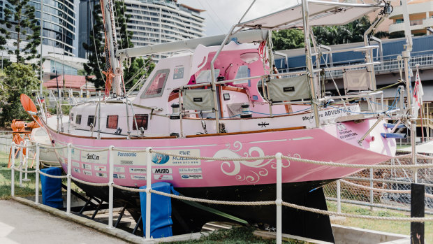 Ella's Pink Lady - Jessica Watson's boat from her solo round the world journey.