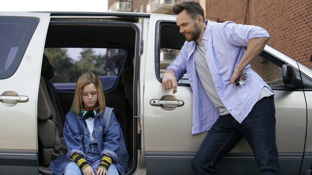 Lulu Wilson and Joel McHale star as Becky and her dad Jeff in the horror Becky. 