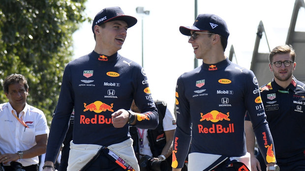 Verstappen with new Red Bull teammate Pierre Gasly in Melbourne.