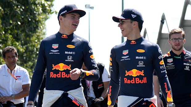 Verstappen with new Red Bull teammate Pierre Gasly in Melbourne.