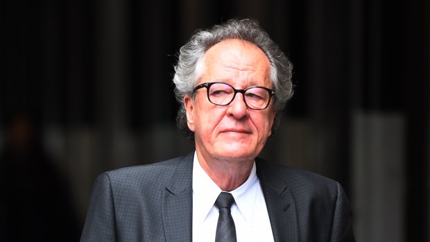 Geoffrey Rush arrives at the Federal Court in Sydney on Wednesday.