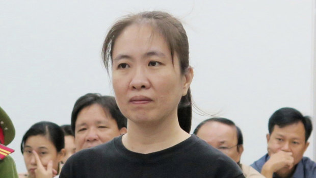 Nguyen Ngoc Nhu Quynh, a prominent Vietnamese blogger, stands trial in the south-central province of Khanh Hoa, Vietnam in 2017. 