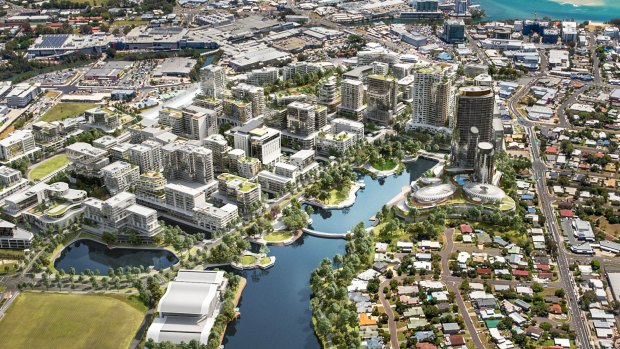 An artist's impression of Maroochydore's futuristic new central business district in 15 years' time.