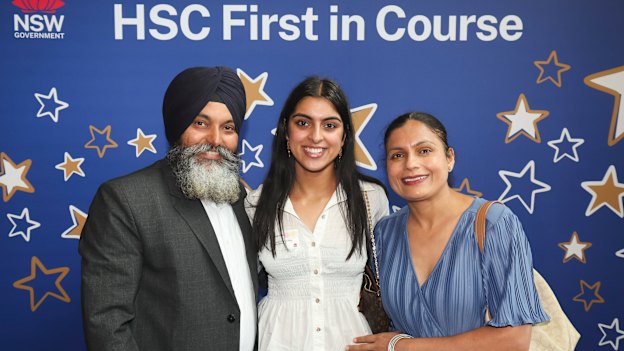 Mankirat Kaur, pictured with her parents, hopes to fly planes for a living. 