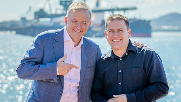 Federal Opposition Leader Anthony Albanese with Flynn Labor candidate and Gladstone mayor Matt Burnett.
