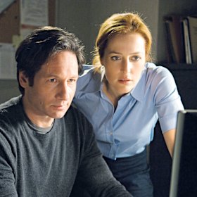 Anderson with co-star David Duchovny in The X-Files.