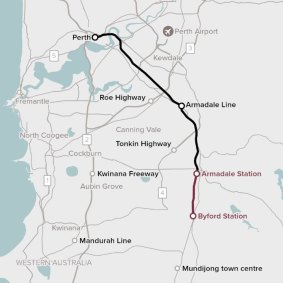 The Byford Extension would run off the Armadale Line.