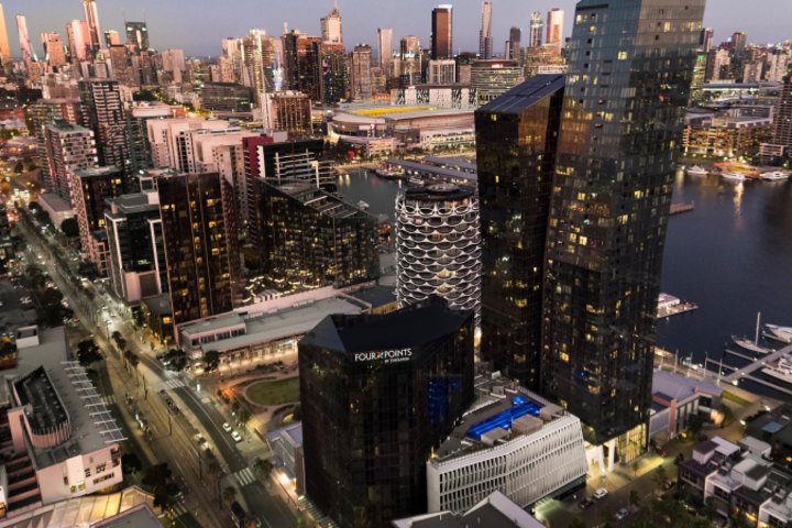 The hotel forms part of the eye-catching Marina Tower development completed in 2017.