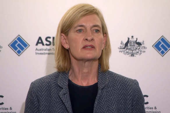 ASIC deputy chair Sarah Court at the press conference held in Sydney over HSBC scams.
