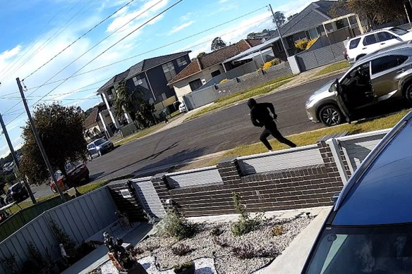 The gunman arrives in a Lexus SUV.