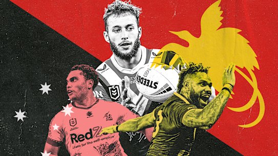 Papua New Guinea’s potential 2028 signing targets: Sam Walker, Xavier Coates and Hamiso Tabuai-Fidow.