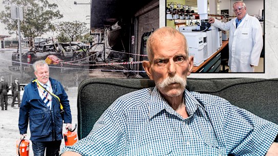 John Kelleher, ex científico de bomberos y explosivos de la policía de Victoria que investigó 7.000 incendios, ahora sufre de cáncer de esófago. 