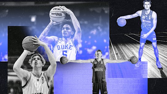 Australians on contention for this year’s NBA draft. From left to right: Lachlan Olbrich, Tyrese Proctor, Rocco Zikarsky and Alex Toohey.