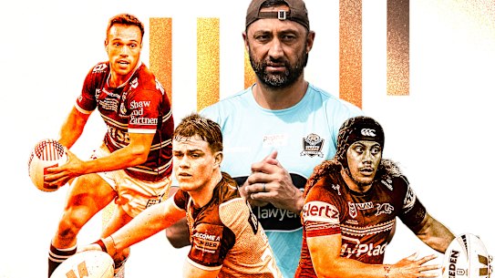 The Tigers ins and outs: Luke Brooks, Benji Marshall, Lachlan Galvin and Jarome Luai.