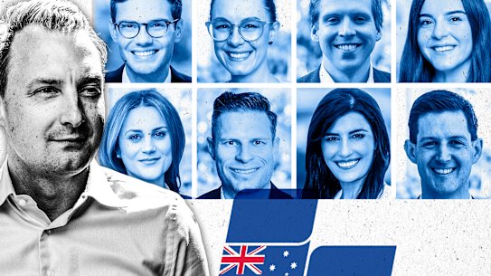 Composite image of the younger Liberal MPs who have formed a new bloc. 