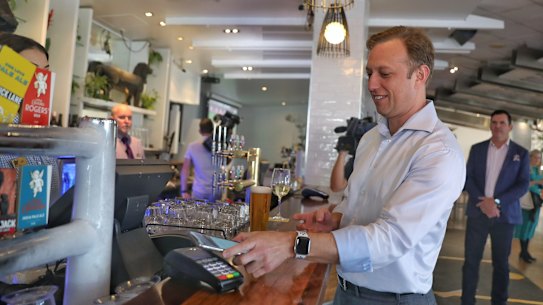Deputy Premier Steven Miles enjoys a cold one at The Paddo in Paddington after hospitality restrictions eased in July 3.