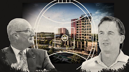 Port Adelaide chairman David Koch (left) is steering a $20 million property investment to secure the club’s future, backed by the AFL.