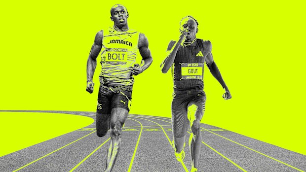 Drawing comparisons: Sprint king Usain Bolt and rising star Gout Gout.