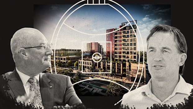 Port Adelaide chairman David Koch (left) is steering a $20 million property investment to secure the club’s future, backed by the AFL.