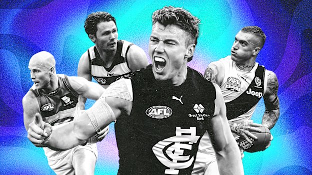 Patrick Cripps, Gary Ablett jnr, Patrick Dangerfield and Dustin Martin.