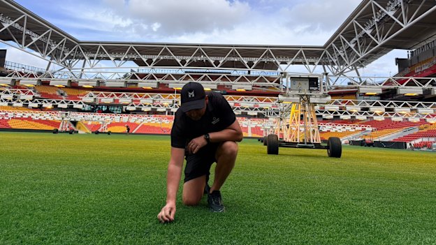 Suncorp Stadium grounds manager Matthew Oliver has been tending to the field for five seasons.