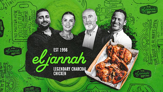 Inside El Jannah’s national expansion to hit 100 stores in two years. Left to right: Head of marketing Andre Issa; co-founders and owners Carol and Andre Estephan; CEO Brett Houldin.