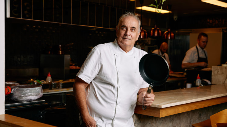 Chef frying shop pan