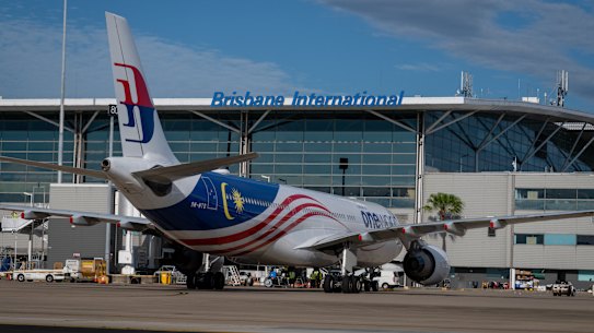 Malaysia Airlines back at Brisbane Airport on Sunday.