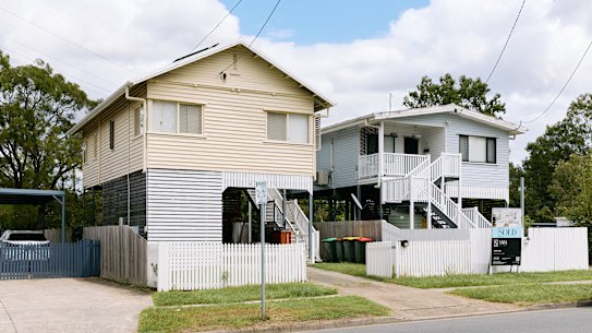 Raised homes due to the flood threat in Brisbane.